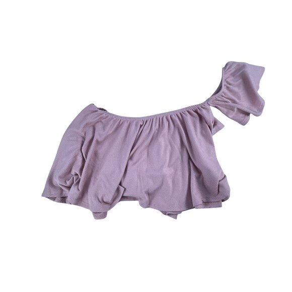 Bozzolo Top Size S One Shoulder Ruffle Top Size S Women's Pink Cropped Casual Ra - Picture 3 of 4